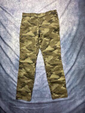 Banana Republic Sloan Pants Womens 4 Green Camo Stretch Skinny Leg
